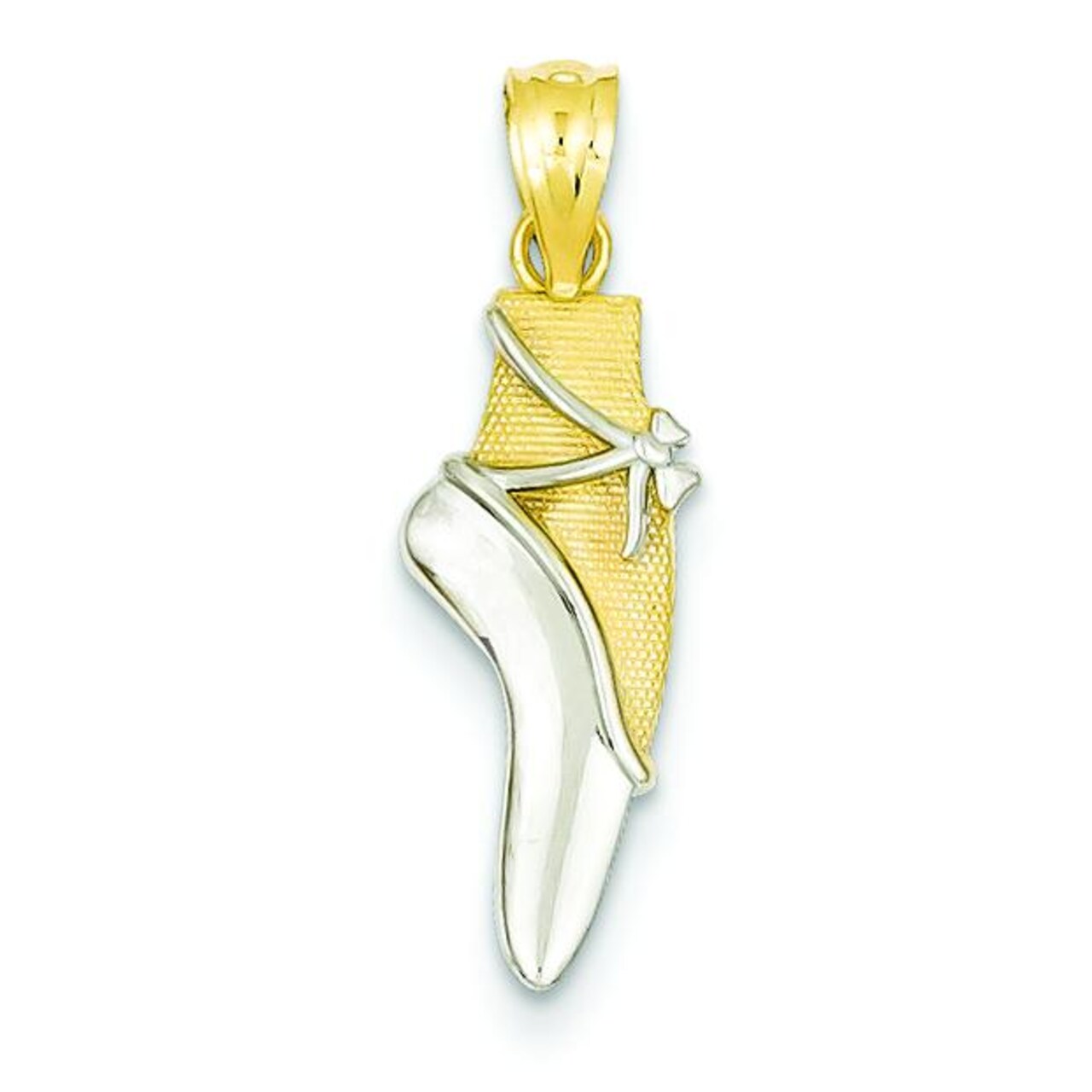 14K Two Tone Gold Ballet Shoe Pendant Charm Jewelry 25mm x 6mm